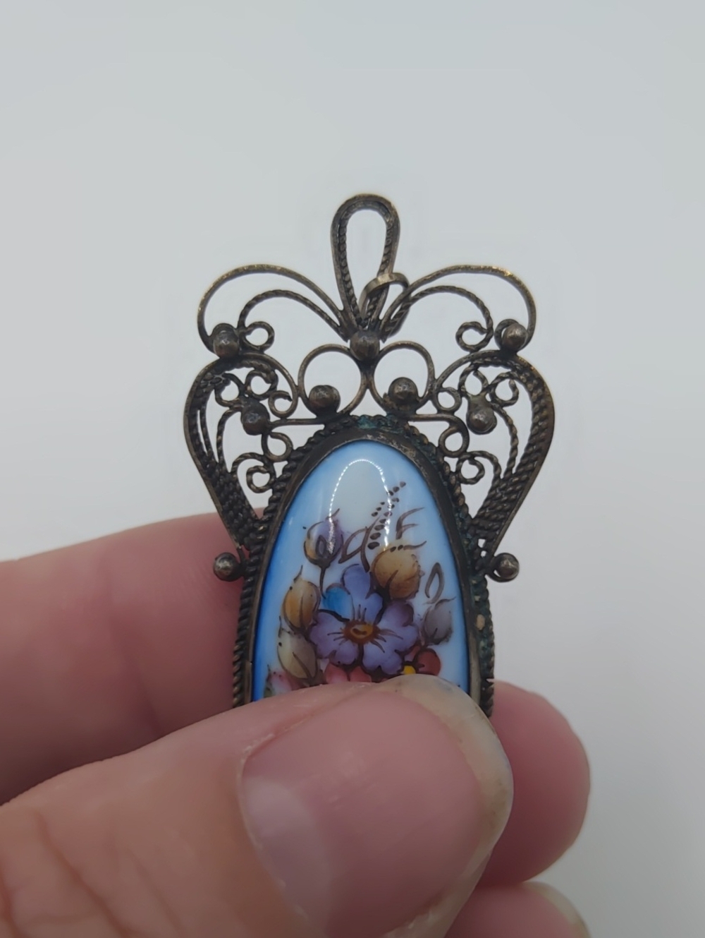 Rostov Finift Pendant Vintage - Picture 5 of 6